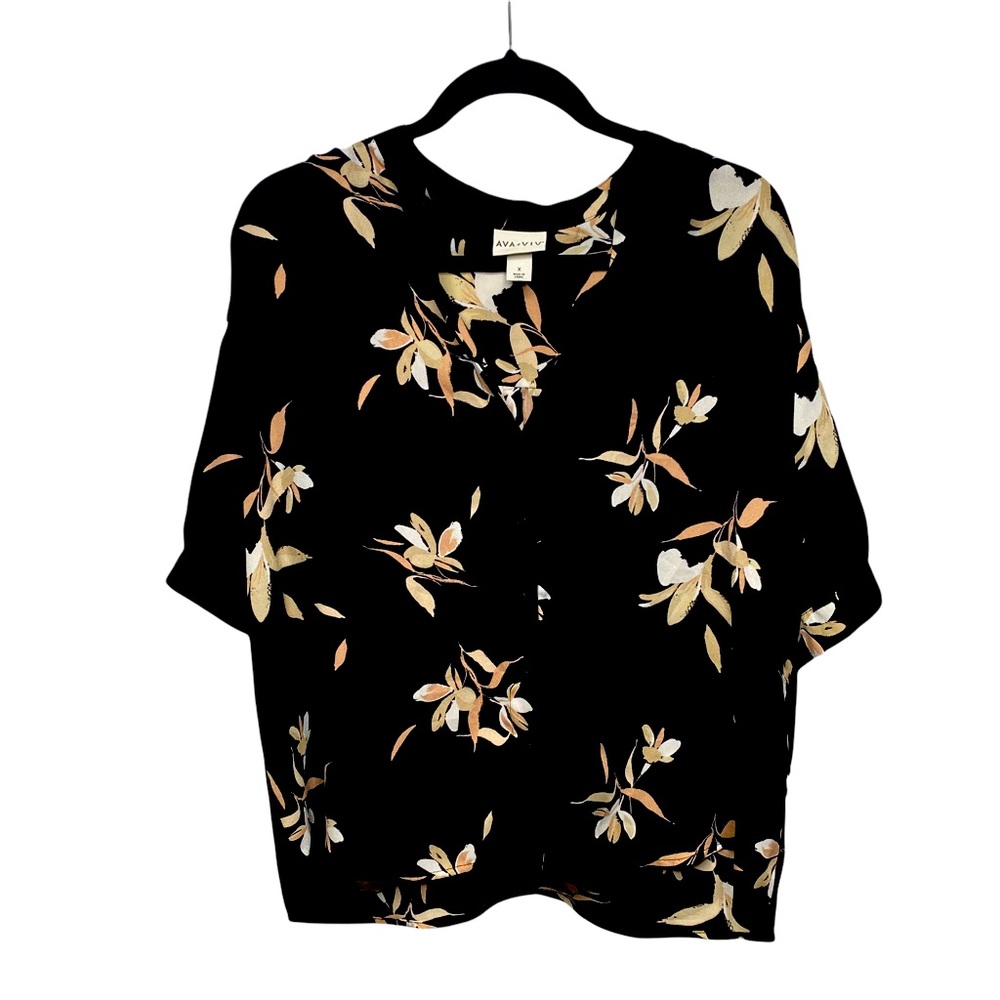 Floral black button up blouse